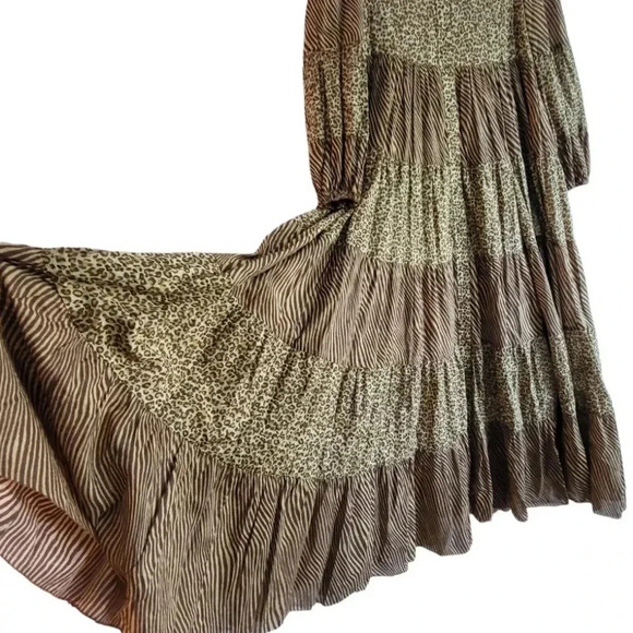 $1083 Zimmermann Button Front Empire Tiered Leopard Zebra Dress Brown Sz… - Picture 8 of 11